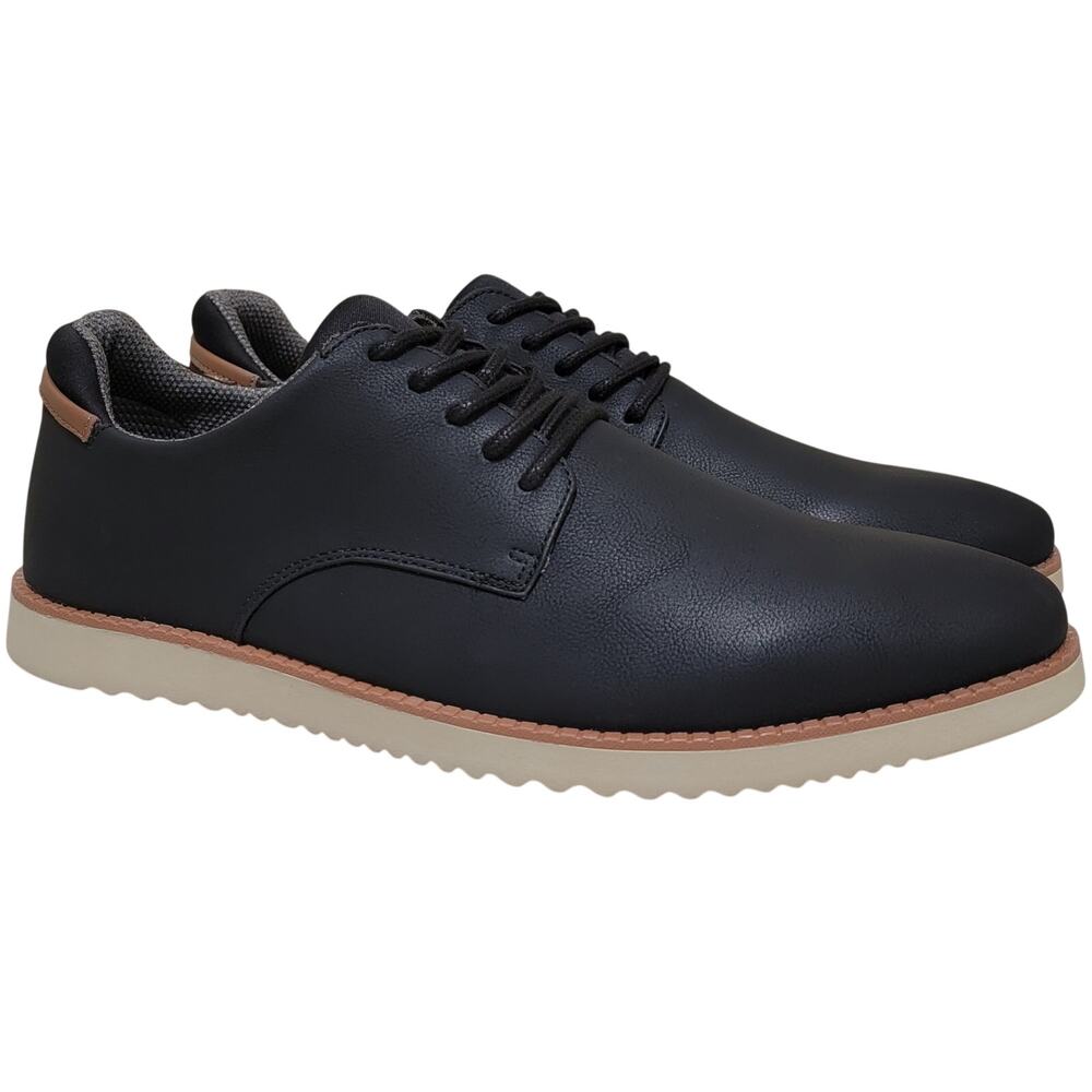 Dr Scholls Men Sync Plain Toe Derby Oxfords Size US 11.5M Black Faux Leather
